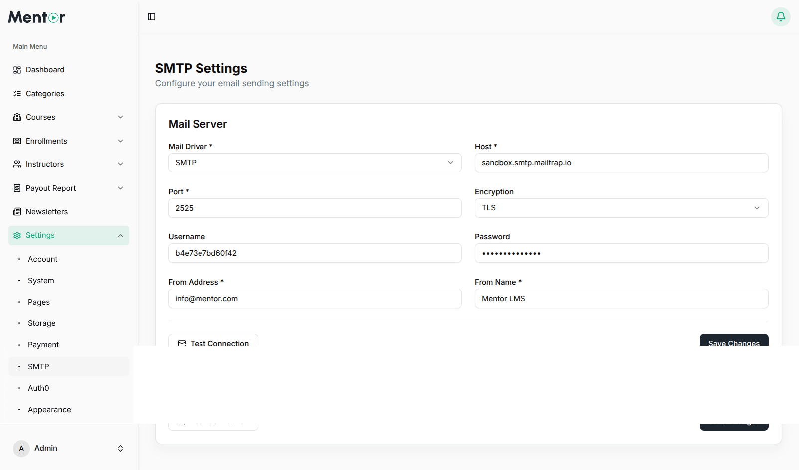 SMTP Settings