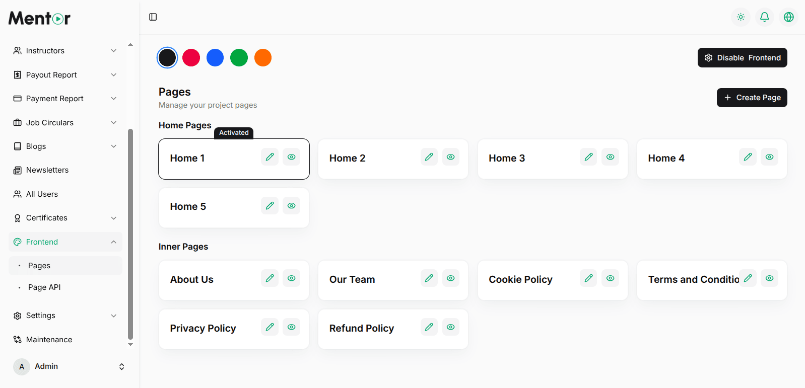 Frontend Dashboard