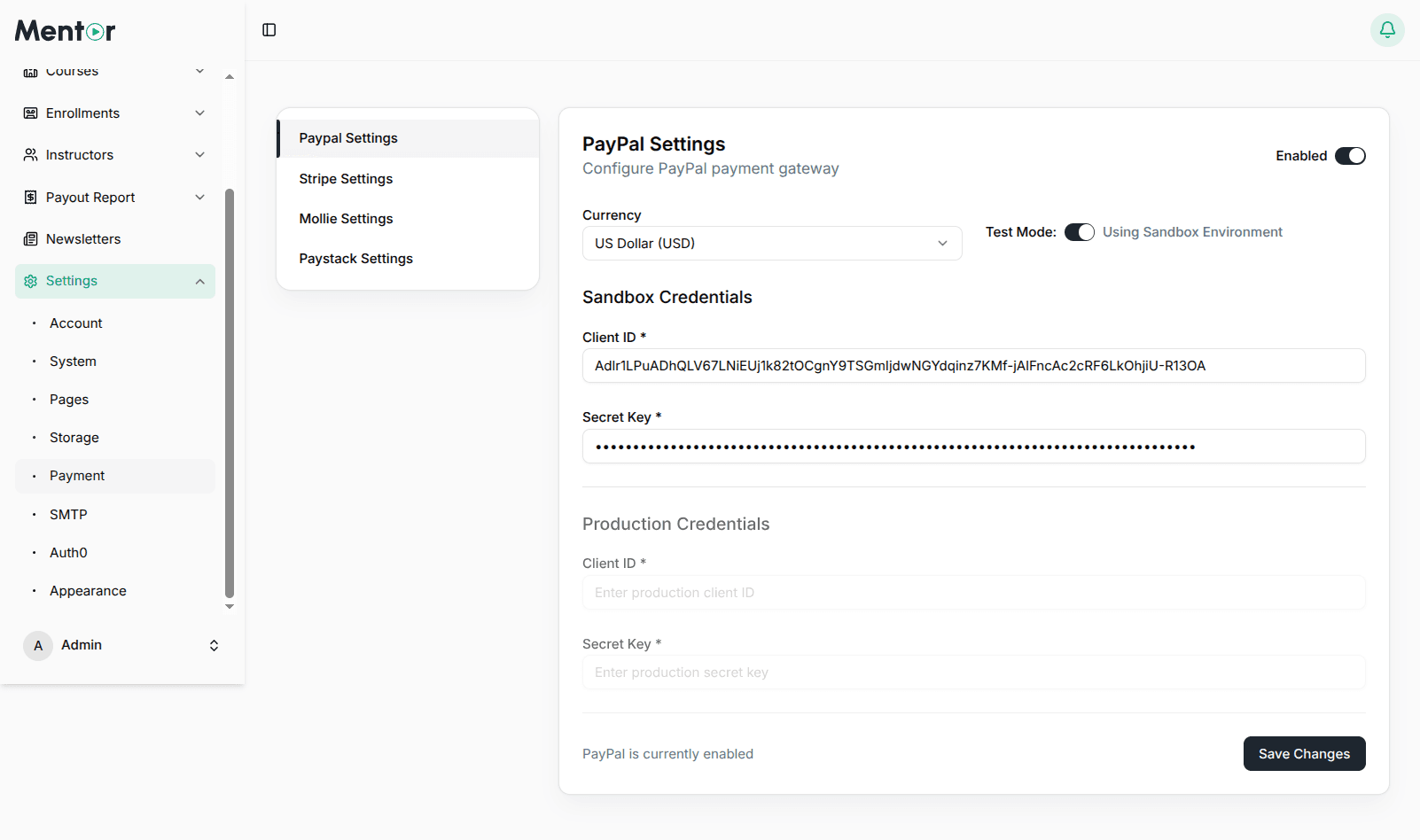 Payment Settings