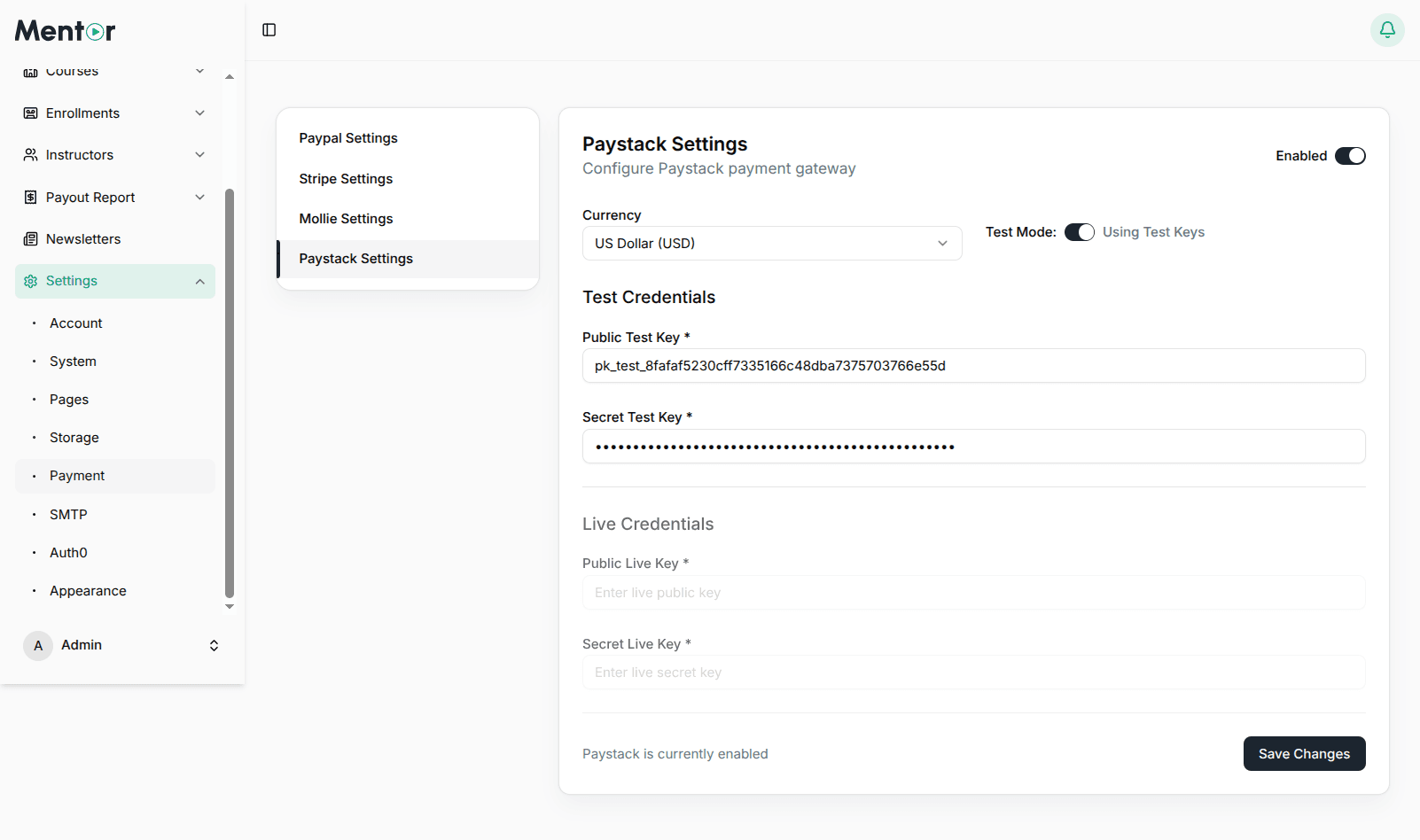 Payment Settings