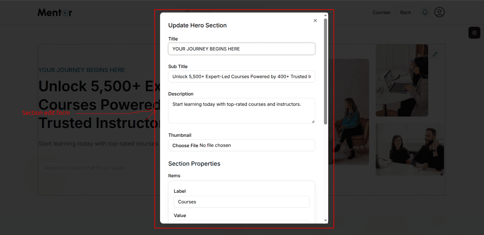 Section Edit Form