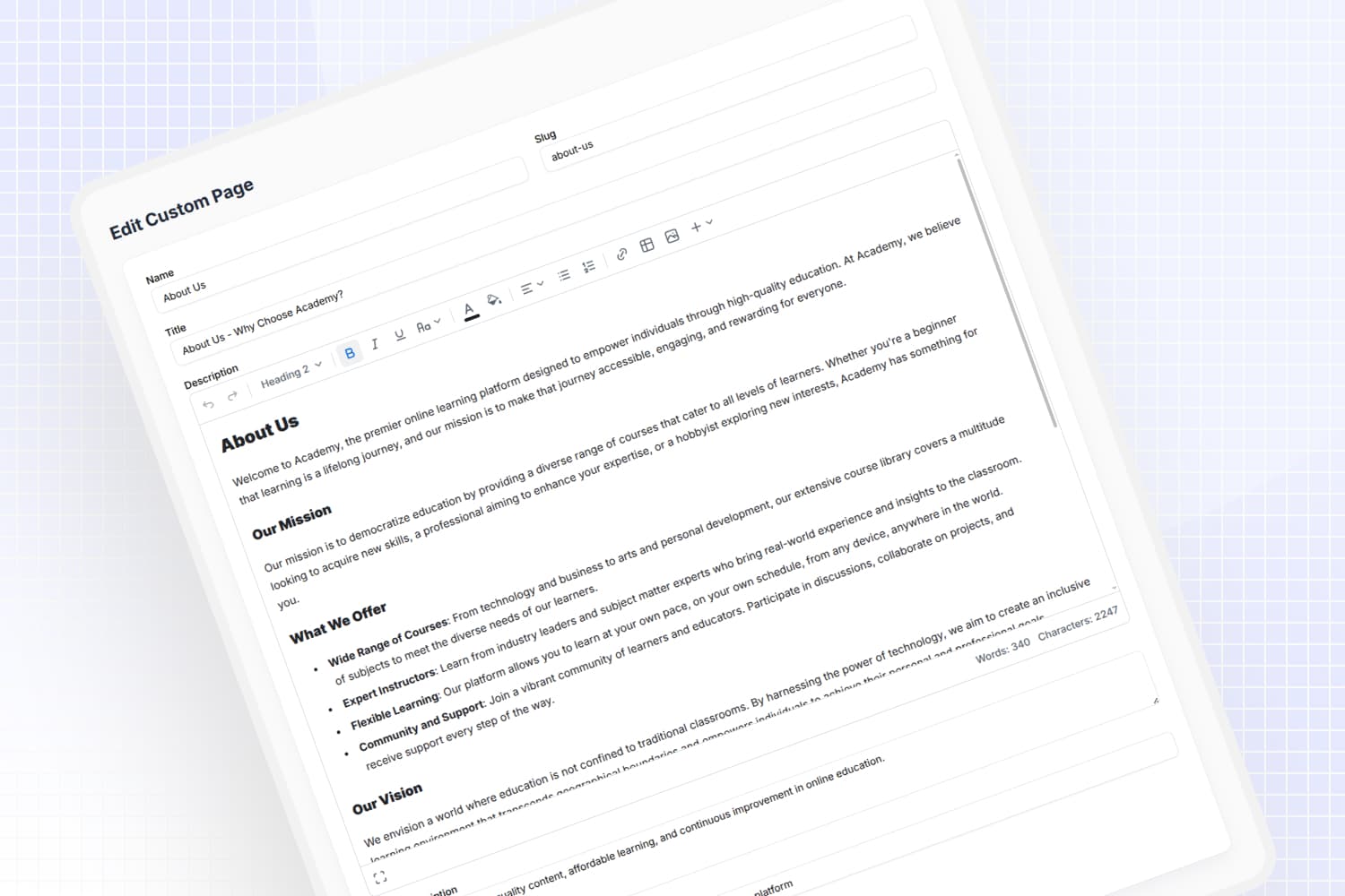 Custom Pages with SEO Control